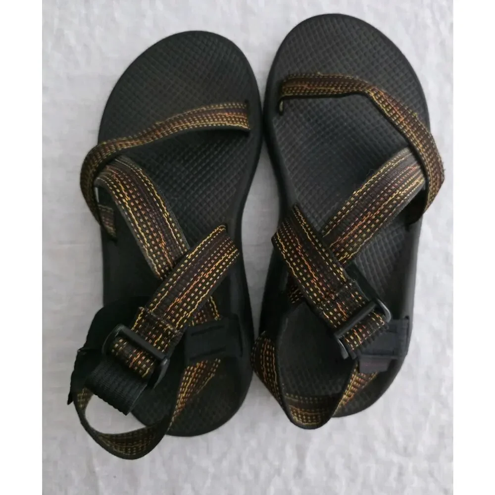 Chaco Z Cloud Men's Size 8 Black w/ Orange Yellow Rust Sandals